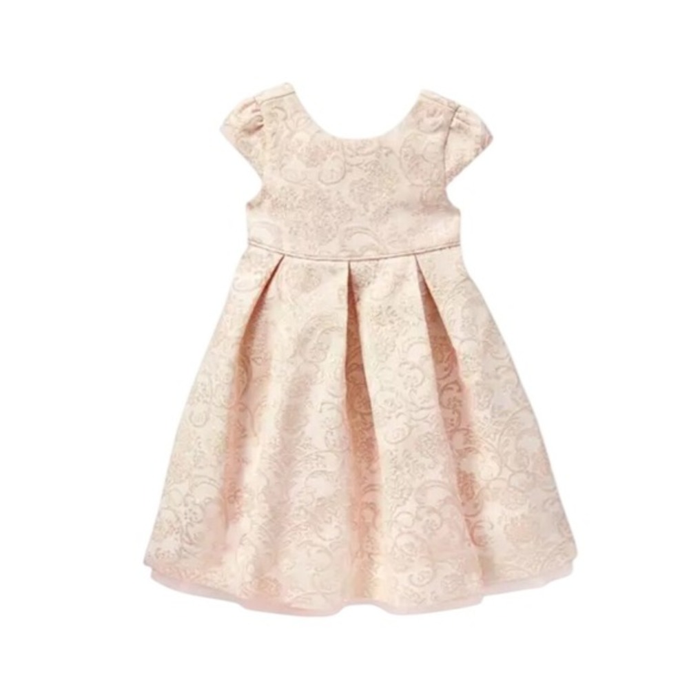 Janie and Jack Baby‎ Girl Shimmer Brocade Dress Blush Formal Jacquard 12-18M